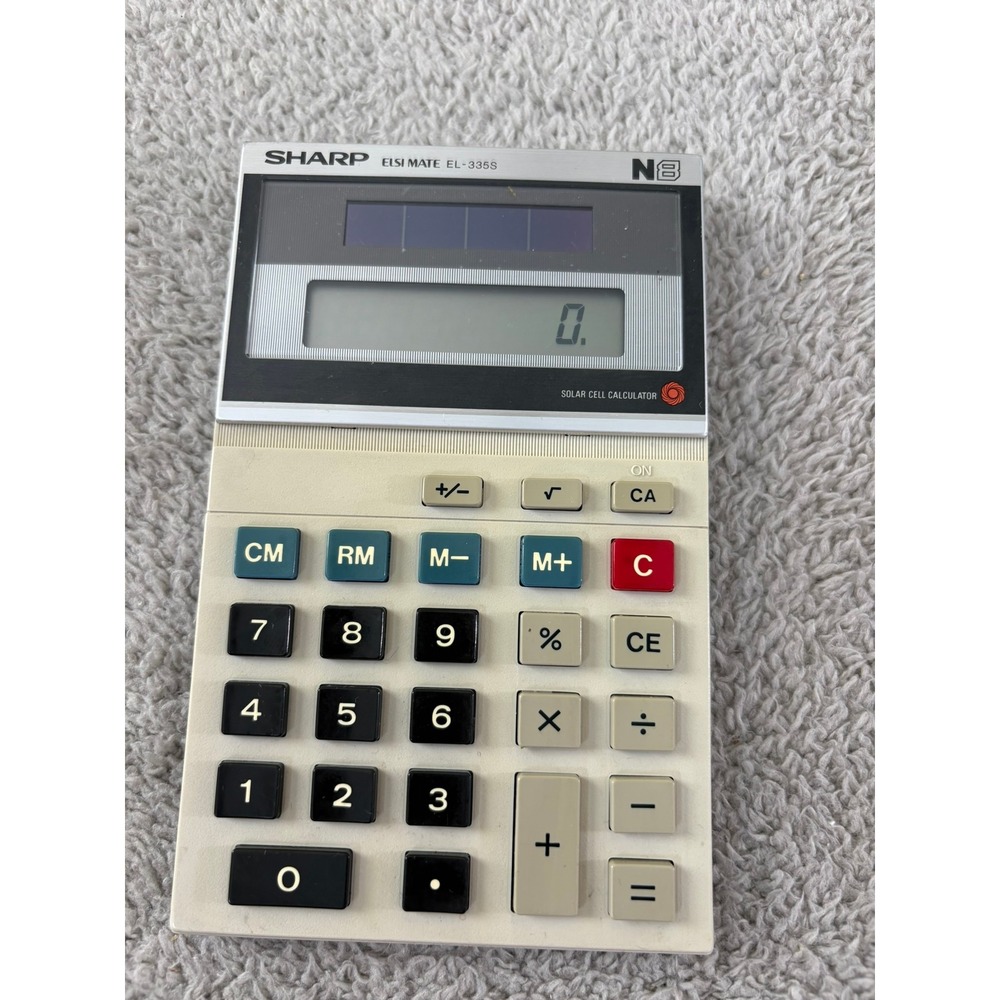 Sharp Elsi Mate EL-335S Vintage Solar Calculator Made Japan 80s Retro Tested